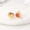 Hangende kettingen 14k goud vergulde rode granaatappel charmes fruit granaat voor vrouw zirkoon oorbellen sieraden accessoires