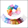 Verpakkingszakken 21 kleuren Organza sieraden trouwfeest voorkeur Xmas cadeau paars blauw roze geel zwart dstring zakje