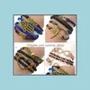 Charm Bracelets 37Designs Leather Bracelet Antique Cross Anchor Love Peach Heart Owl Bird Believe Pearl Knitting Bronze For Fashion Dhc1S