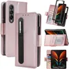 Luxury RFID Blocking Business Flip Cases With S Pen Holder Slot Magnetic Case Kickstand Stuff Pu Leather Hard PC Cover f￶r Samsung Galaxy Z Fold 3 4 5G Fold3 Fold4