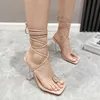 Donne sottili di punta femminile sandali alti nuovi tacchi quadrati scarpe trasparenti strass di strassy ladies ladies cross cinghia T221209 861