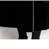 Gabardina de mujer de terciopelo negro para mujer Otoño Invierno 2022 cintura delgada cortavientos elegante de alta calidad abrigo largo ropa