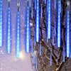 Strings Meteor Shower Rain String Light 8Tubes Waterfall Raindrop Icicle Christmas Garland Outdoor For Holiday Party Wedding Decor