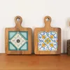 Tafelmatten acacia houten tegels trivet voor gerechten natuurlijke houten frame theepotten en pannen kussen houders
