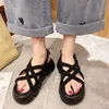 Sandaler Green Retro Summer Platform Sandaler Korean Peep Toe Hollow Comfor Roman Shoes 2022 Fashion Outdoor Non-Slip Casual Beach Shoes T221209