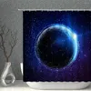 Duş Perdeleri Ay Yıldız Perde Lacivert Uzay Gezegen Su Dünya Tekne Banyo Ekran Küvet Dekorasyon