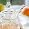 Vorratsflaschen 245 ml Transparentes Bienenstockförmiges Honigglas mit Dipper-Stick-Deckel Glas Küchentopf Gewürzsaft Flaschenbehälter Gadget