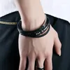 Bracelets de charme punk couro genuíno homem pulseira de aço inoxidável com fecho magnético Bolas