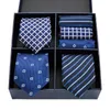 Bow Ties Luxury Silk Festive Gift Box Tie Handkerchief Pocket Squares Set Necktie Paisley Beige Male Fit Business Wedding