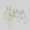 Pendientes de aro WTLTC 925 Sterling Sliver Cadenas de eslabones largos Cadena de doble cara Borla Diseño de moda Aros para ella