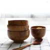 Skålar japansk stil trä ris soppa skål sallad trä container värmebeständig för barn köksbeteckna redskap