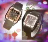 Heren Women Square Roman Dial Tank Watch Paar Kwartsbeweging Klassieke Atmosfeer Zaken Zwitserland Jaarlijkse explosies Hoogte van rubbergordel polshorloges geschenken