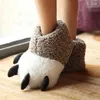 Slippers Cartoon Bear Claw Warmsoft And Fluffy With Feet Home Indoor Non-slip Plush Kawaii Funny