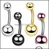 Nombril Bell Bouton Anneaux Mode Piercing Corps Bijoux Hoop Goujons En Acier Inoxydable Nez Vis Os Plat Haute Nostril Sier Or Pour W Dhfod