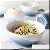 Bowls Ceramic Bowl Single Soup Thick Edge Eating Japanese Students Simple Creative Big Personality Household Tableware Drop Delivery Dhmpy