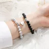 Strang-Perlen-Paar-Armbänder, Herz, magnetisch, passende Perlen-Set, Anziehungskraft, Freundschaft, Beziehung, Wunscharmband, Geschenk für Frauen und Männer