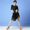 Stage Wear 2022 Women Latin Dance Dress Salsa Samba Skirt Adult Fringes Tango Rumba Flamengo Ballroom For Costume