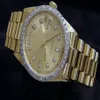 Роскошные модные часы высочайшего качества желтого золота Diam Dial Bezel 18038 Watch Automatic Men's Watch Нарученные часы3290