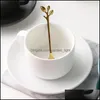 Mugs Color Glazed Ceramic Coffee Cup And Saucer Set 240Ml Fashion Nordic Milk Cupsaucer Drinkware Drop Delivery Home Garden Kitchen Dhah2