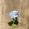 Decorative Flowers Simulation Touch Fake Rose Nordic Dining Table Home Decor Blue Color Artificial Roses Wedding Decoration