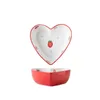 Bowls Strawberry Love Bowl Creative Heart-shaped Cute Fruit Salad Dessert Single Home Ceramic Baking Breakfast Tableware