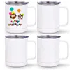 12oz Sublimation DIY leere Becher Kaffeetasse Auto Tasse Fahrt Doppelwand Insalted Vakuumtrinkwasser Tumbler mit Griff und Dichtungsdeckel