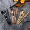 Dinnerware Sets Vintage 304 Stainless Steel Black Rose Gold Cutlery Tableware Set Dinner Knife Fork Teaspoon Drop 4PCS