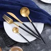 Dinnerware Sets Luxury Set Stainless Steel Plating Gold Blue Black Knife Fork Tableware Cutlery European Western 4pcs/3pcs