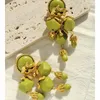 Kolczyki Dangle Vintage Olive zielona żywica długa kropla Duża kropla dla kobiet kobiecy biżuteria 2022 Matte Złoty Kolor przesadzony