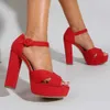 Замшевая лодыжка ремешка 2022 Платформа Dropship Summer Cunky Wedding Fashion Office Lady Woman Shoes Sandals T221209 978