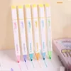 6 pièces Double tête stylos fluorescents ensemble deux couleurs surligneur Spot Liner marqueur dessin bureau école A7257