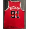 Couture Maillot de basket-ball rouge RODMAN 91 # pour hommes SM L XL XXL