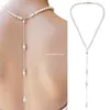 Hänge halsband Pearl Backdrop halsband bakkedja sexig tofs lång kropp smycken för kvinnor fest bröllop dekor dropship