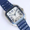 Zilveren vierkante luxe horloges 40 mm 904L roestvrijstalen kast Blauwe wijzerplaat AsiaETA 2836 Automatisch waterdicht horloge Mode herenhorloges