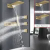 20 Inch Shower Head SPA Massage Waterfall New Digital Display Thermostatic Mixer Valve Rain Bathroom Shower Set