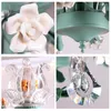 Ceiling Lights Blue Pastoral Style Living Room Bedroom Lamp Iron Droplight Led Down Dining-Room Crystal Light