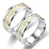 Cluster Ringe Mode Leuchtende EKG Edelstahl Ring Weibliche Paar Herzschlag Titan Für Frauen Männer Schmuck Geschenk