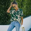 Women's Blouses Summer Blouse Women 2022 Shirt Short Sleeve Floral Black Navy Green White Chiffon Tops Cute Casual Shirts For Girls