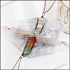 Colares pendentes Colar de cura natural Colar de cristal Sier Tree of Life Wire embrulhado Clear Quartz Point for Womens Ladies 4 Style Dhinhh