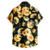 Chemises décontractées pour hommes Tournesol Print Beach Aloha Hommes 2022 Été Slim Fit Manches courtes Chemise florale hawaïenne Vacances Vêtements XXL