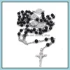 Pendentif Colliers Longue Croix Sier Perle Perles Jésus Colliers À La Main Religieux Rosaire Colliers Chaînes Bijoux De Mode P232Fa Drop Dh4K6