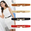 Belts Stretch Waist Lady Fashion Elastic Waistband Dress Adornment For Women Leather Band With Gold Buckle