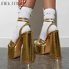 Piattaforma di sandali del marchio tacco High In INS ribetrini bowknot hels Women Buckle Sexy Party Abito di alta qualità Gold Scarpe T221209 294