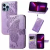 Brieftaschen-Handyhüllen für iPhone 14 13 12 11 Pro Max X XS XR 7 8 Plus Big Butterfly Prägung TPU PU Leder Flip Stand Cover Case mit Kartenfächern