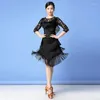 Stage Wear 2022 Women Latin Dance Dress Salsa Samba Skirt Adult Fringes Tango Rumba Flamengo Ballroom For Costume