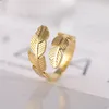 Angel Wing Feather Ring Band Оберните хип -хоп из нержавеющей стали для женщин, мужчины, мода, изящные ювелирные украшения и песчаные