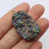 Pendant Necklaces Colorful Crystal Quartz Double Hole Connector Natural Stone Druzy Jewelry Making DIY Necklace Earrings Charms Drusy Gem