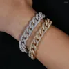 Braccialetti a maglie 10mm Full Iced Zirconia Curb Bracciale cubano Lunga cauzione Uomo Oro Argento Colore Micro Pave Fascino Gioielli Hip Hop