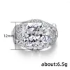 Wedding Rings Women Party Aesthetics Openwork Floral Pattern Crystal Cubic Zirconia Luxury CZ Jewelry Exquisite Gifts