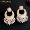 Boucles d'oreilles pendantes CWWZircons luxe longue grande goutte zircon cubique femmes mariage fiançailles fête plaqué or bijoux fantaisie CZ723